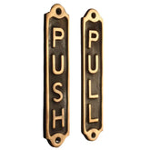 'PULL & PUSH' Brass Door Sign Set - 22x5cm Black Finish
